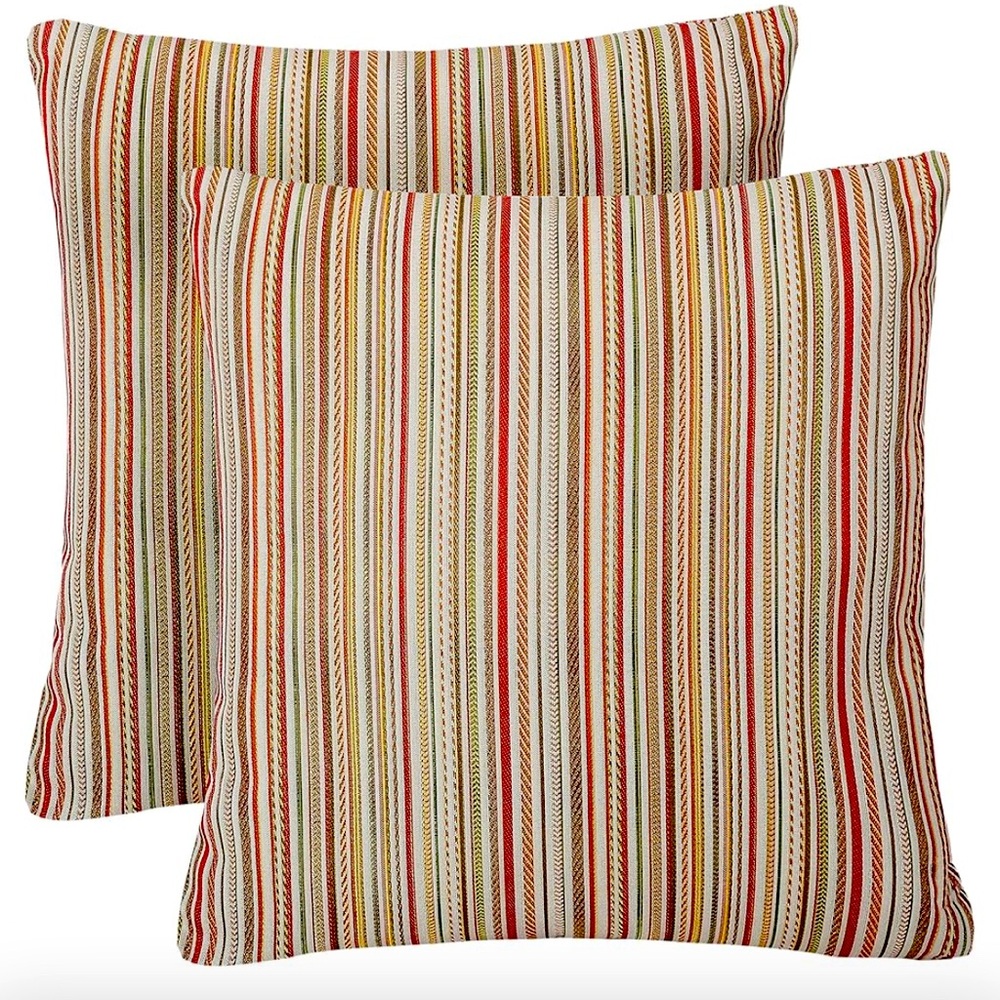 Two Striped Multicolor Indoor/Outdoor Throw Pillows Covers. Brand new.